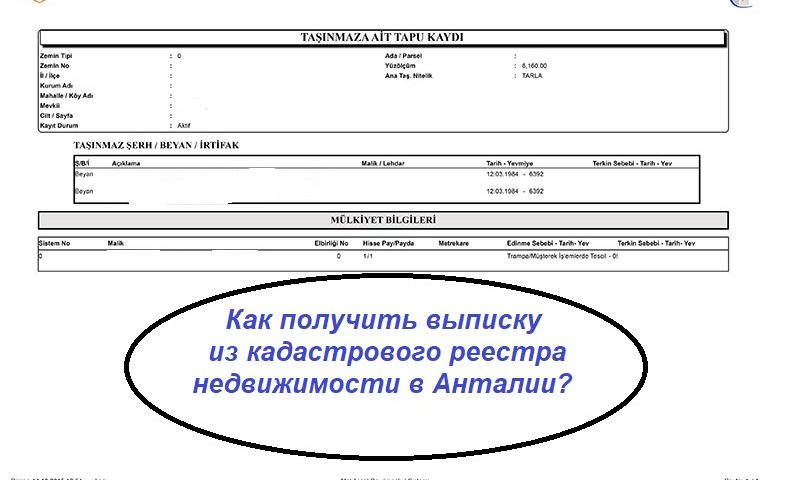 Как получить выписку из кадастрового реестра недвижимости в Анталии?